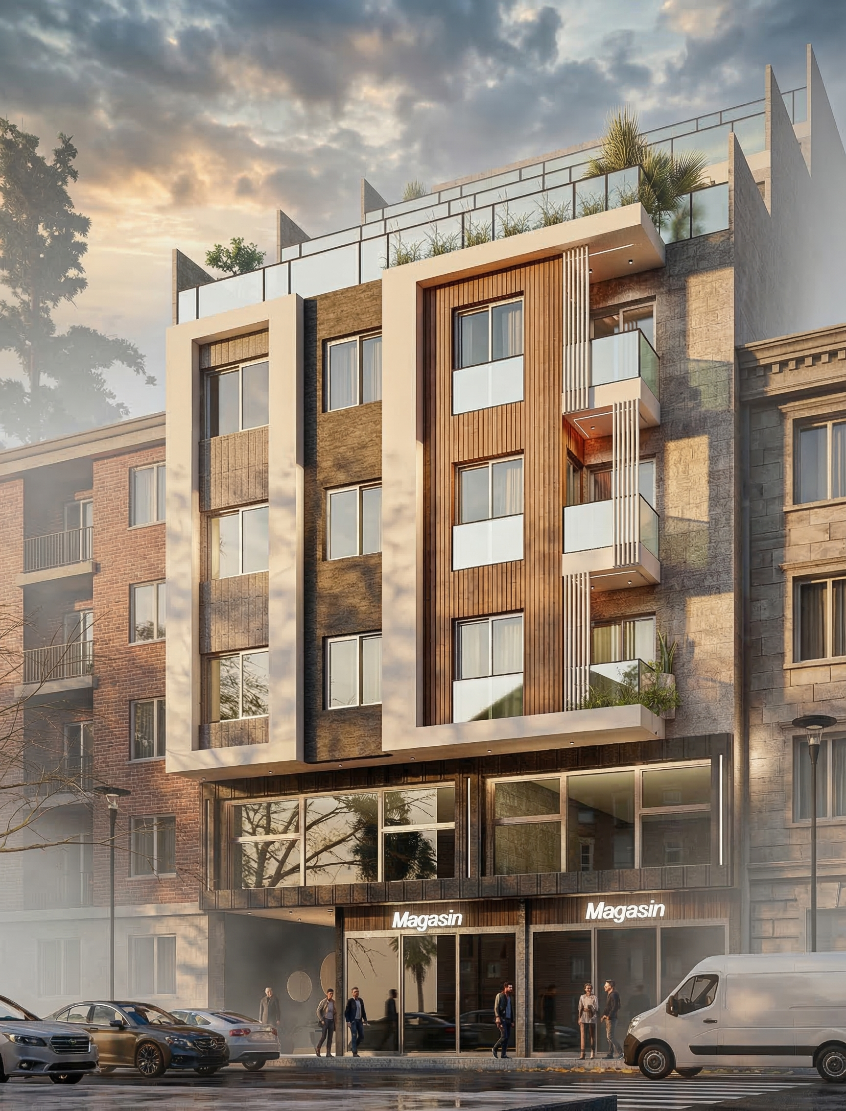 R+6 Résidentiel (3ème au 6ème en recul)